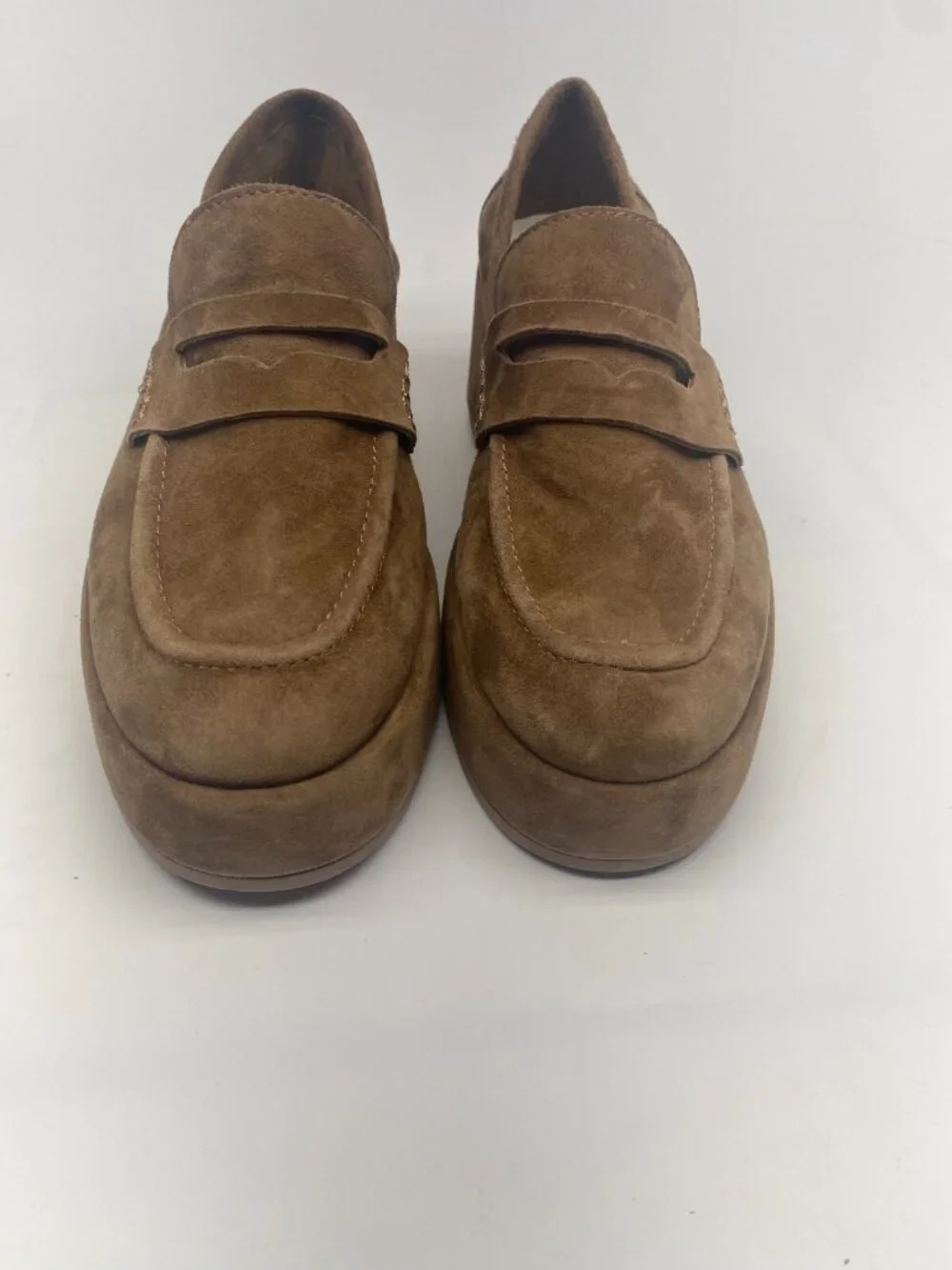 Dolce Vita Womens Yanni Chestnut Suede Platform Penny Loafer Sz 8.5